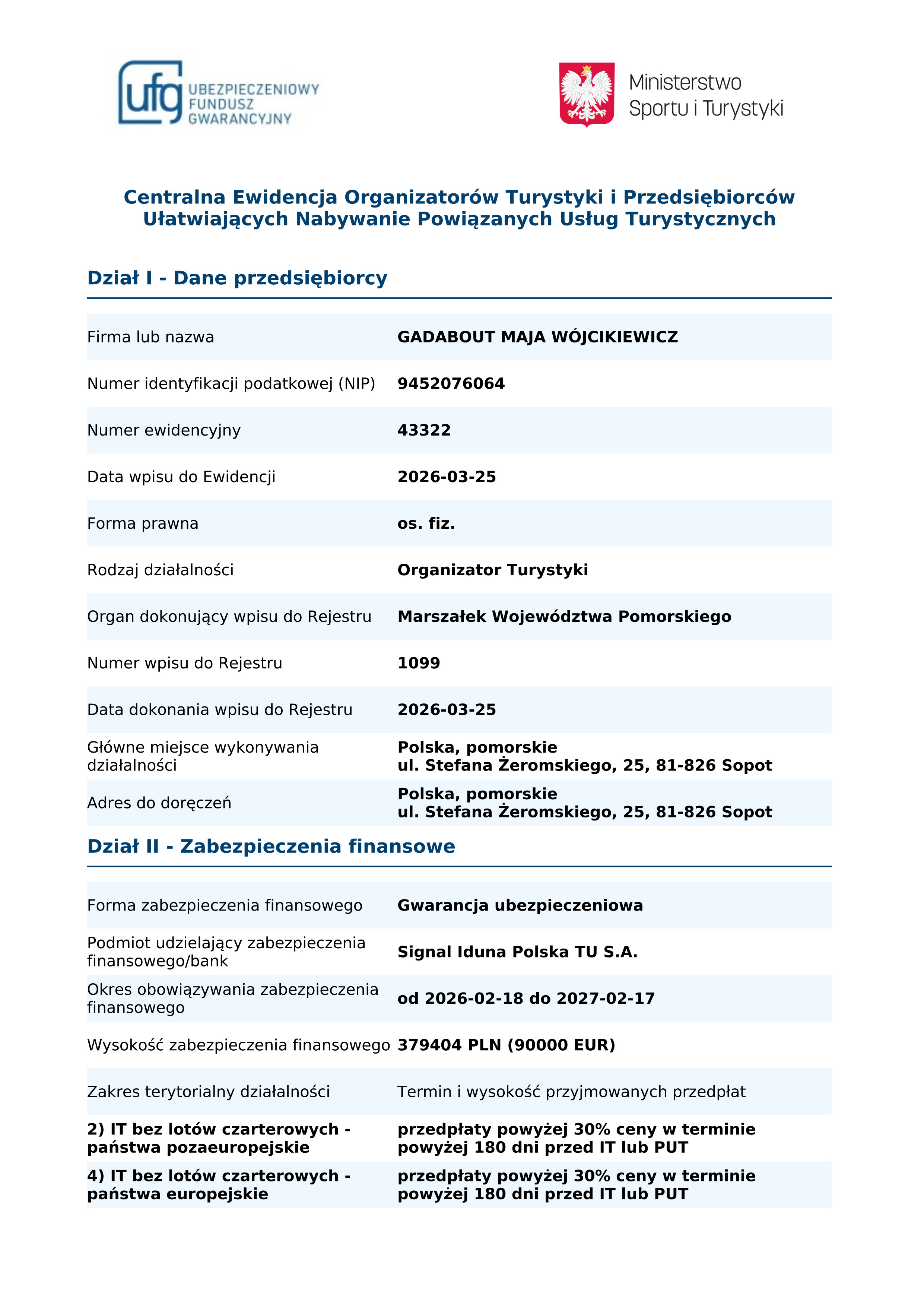 Certyfikat ubezpieczenia